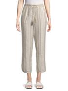 Jones New York Striped Drawstring Linen Pants