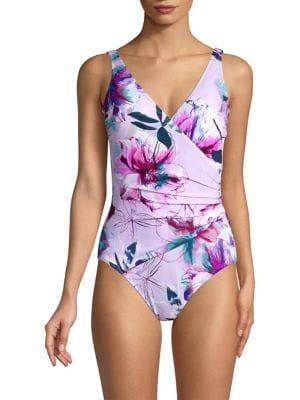 Profile By Gottex Primrose Floral Surplice One-piece Swimsuit