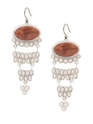 Lucky Brand Silvertone And Epoxy Stone Chandelier Earrings