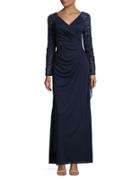 Alex Evenings Beaded Ruched Gown