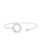 Lord & Taylor Cubic Zirconia And Sterling Silver Pave Disc Adjustable Open Bangle