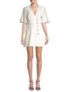 The Fifth Label Crinkled Wide-sleeve Buttoned Surplice Dress
