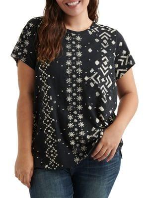 Lucky Brand Plus Short-sleeve Patterned Tee