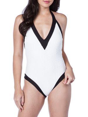 Trina Turk Sunshine Jacquard Plunging One-piece Swimsuit