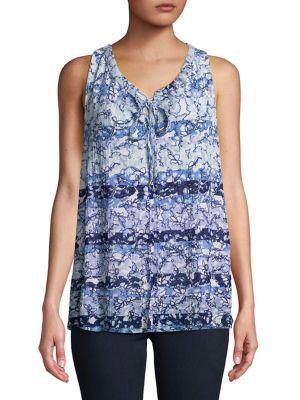 Ellen Tracy Petite Shirred Neck Sleeveless Top