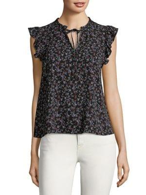 Highline Collective Ruffle Trim Sleeveless Top With Front Tie