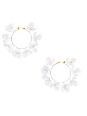 Oscar De La Renta Crystal Multi Flower Hoop Earrings