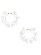 Oscar De La Renta Crystal Multi Flower Hoop Earrings