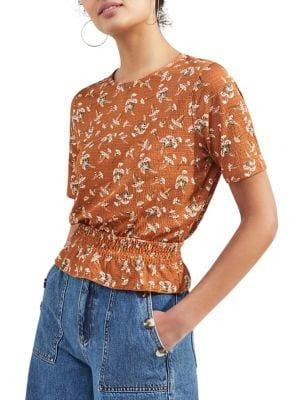 Miss Selfridge Floral Shirred Hem Top