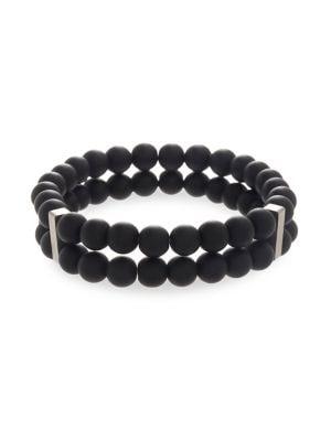 Lord & Taylor Stainless Steel Two-row Beaded Bracelet