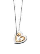 D For Diamond Sterling Silver & Diamond Mother And Daughter Heart Pendant Necklace
