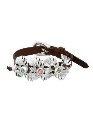 Uno De 50 Leaves Swarovski Crystal And Silver Bracelet