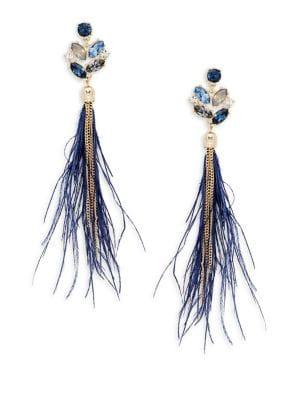Design Lab Rhinestone Feather Drop Earrings