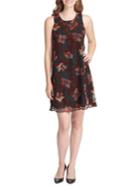 Tommy Hilfiger Collegiate Velvet Floral Chiffon Trapeze Dress