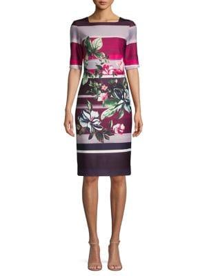Gabby Skye Floral Squarneck Sheath Dress
