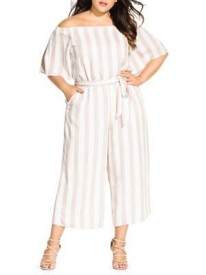 City Chic Plus Free Stripe Jumpsuit