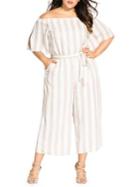 City Chic Plus Free Stripe Jumpsuit