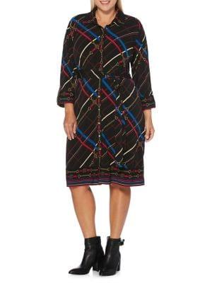 Rafaella Plus Printed Belted Shirtdress