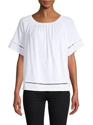 Michael Michael Kors Petite Eyelet Short Sleeve Top