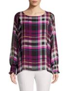 Vince Camuto Batwing Plaid Top