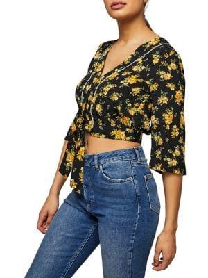 Miss Selfridge Blossom Tie-front Tee
