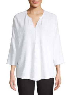 Core Splitneck Frayed-edge Top
