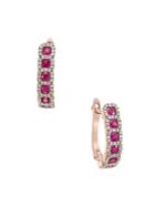 Effy 14k Rose Gold, Diamond & Pink Sapphire Hoop Earrings