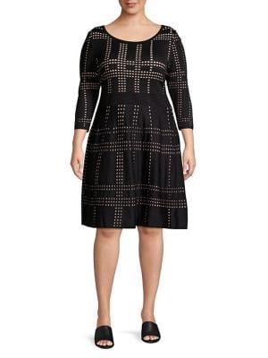 Gabby Skye Plus Printed Scoopneck A-line Dress