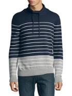 Black Brown Striped Drawstring Sweater