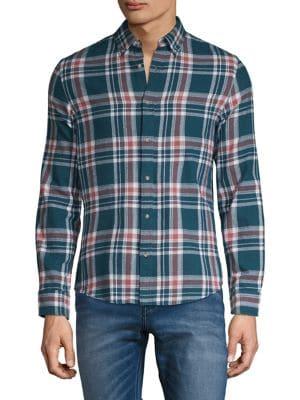 Black Brown Classic-fit Plaid Shirt