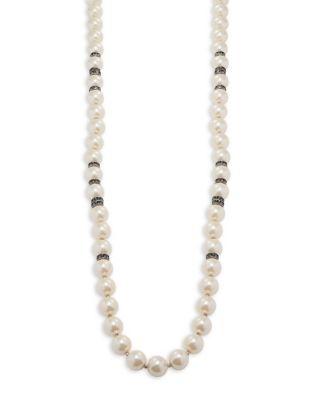 Design Lab Lord & Taylor White Pearl & Crystal Single Strand Necklace