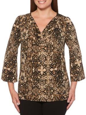Rafaella Printed V-neck Top