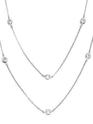 Crislu Sterling Silver Double Strand Station Necklace