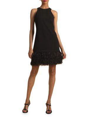 Trina Turk Eastern Luxe Berry Feather-trimmed Mini Dress