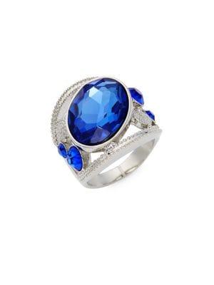 Design Lab Silvertone And Oval Stone Embellished Ring