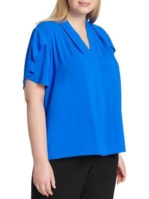 Calvin Klein Plus V-neck Flutter-sleeve Top