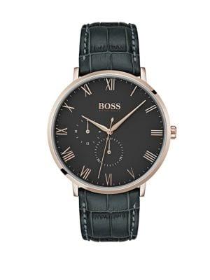 Hugo Boss William Ultra Slim Leather-strap Watch