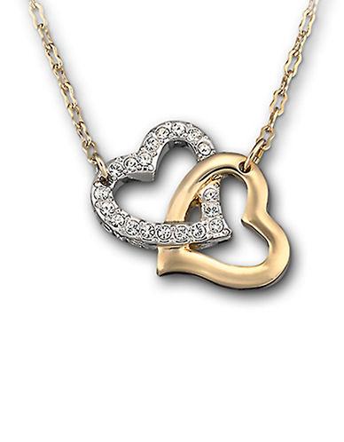 Swarovski Gold Tone And Crystal Double Heart Necklace