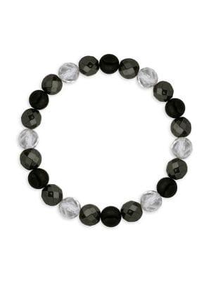 Lord & Taylor Hematite, Black Agate And Clear Quartz Beaded Bracelet