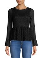 Design Lab Lord & Taylor Lace-embroidered Peplum Top