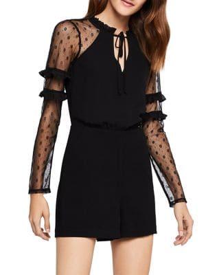 Bcbgeneration Mixed Media Ruffle Neck Romper