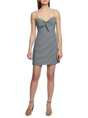 1.state Tie-front Mini-check Slip Dress