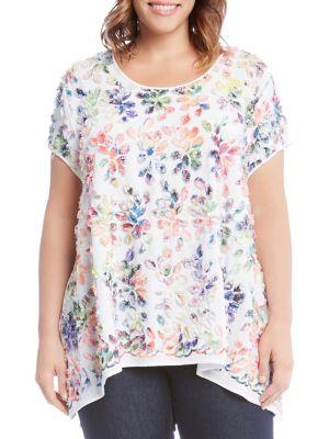 Karen Kane Frayed Rainbow Leaf Top