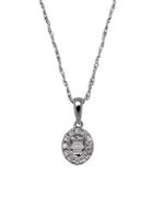 Lord & Taylor Diamond And 14k White Gold Halo Pendant Necklace
