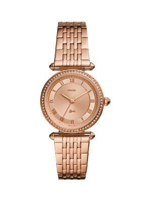 Fossil Lyric Stainless Steel & Crystal Bracelet 3-hand Watch