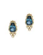 Ripka Boca Diamond, London Blue Topaz And 14k Yellow Gold Earrings