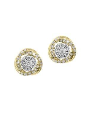 Effy Duo 0.52 Tcw Diamond And 14k White Gold And Yellow Gold Stud Earrings
