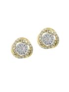 Effy Duo 0.52 Tcw Diamond And 14k White Gold And Yellow Gold Stud Earrings