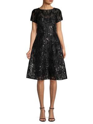 Aidan By Aidan Mattox Sequin Mesh Fit-&-flare Cocktail Dress