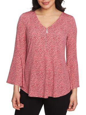 Chaus Graceful Blooms Chain Ring Bell-sleeve Top